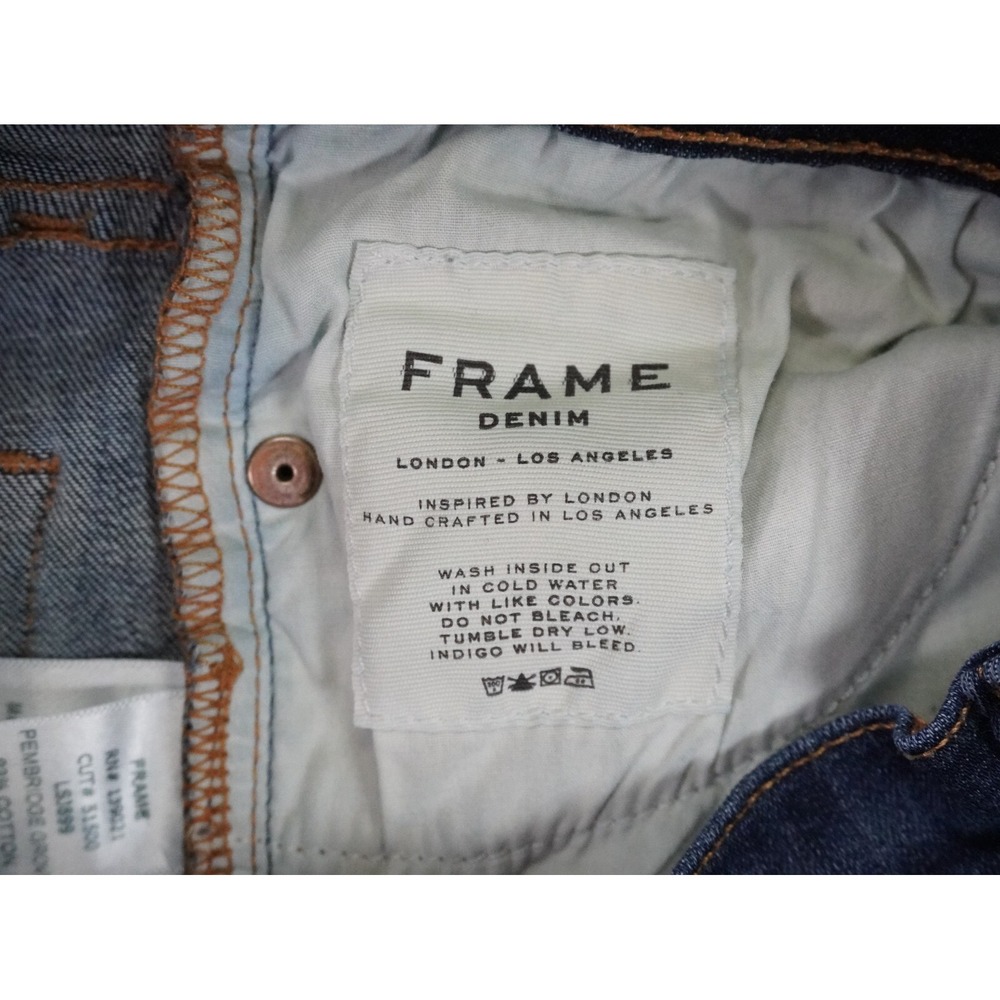 Frame Jeans Womens 26‎ Blue Distressed Le Skinny De Jeanne Dark Wash Denim - Picture 10 of 13